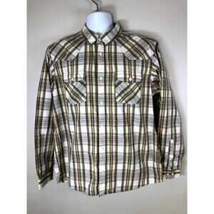 Patagonia Men's Long Sleeve Button Down Shirt Size Large Gray And Yellow Plaid